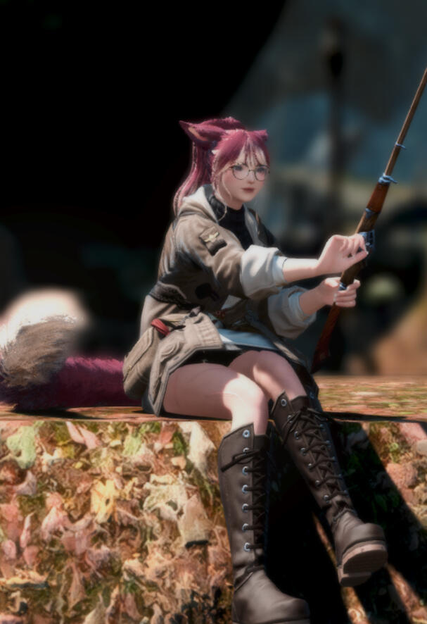 Focused on her catch!